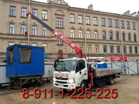 Перевозка манипулятором на Сенную площадь г.Санкт Петербург модуля охраны (бытовка 2*3м)